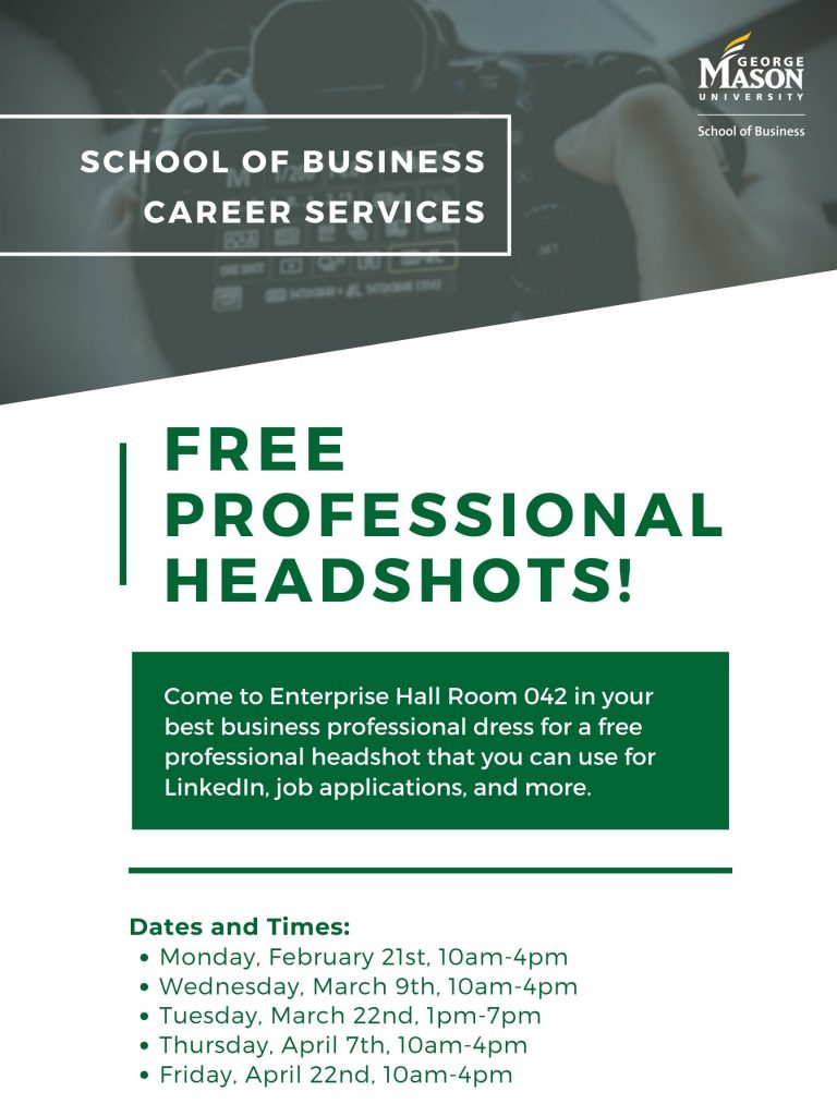 School of Business Professional Headshots Flyer