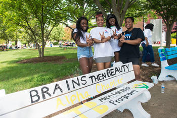 Student Organizations painting benches